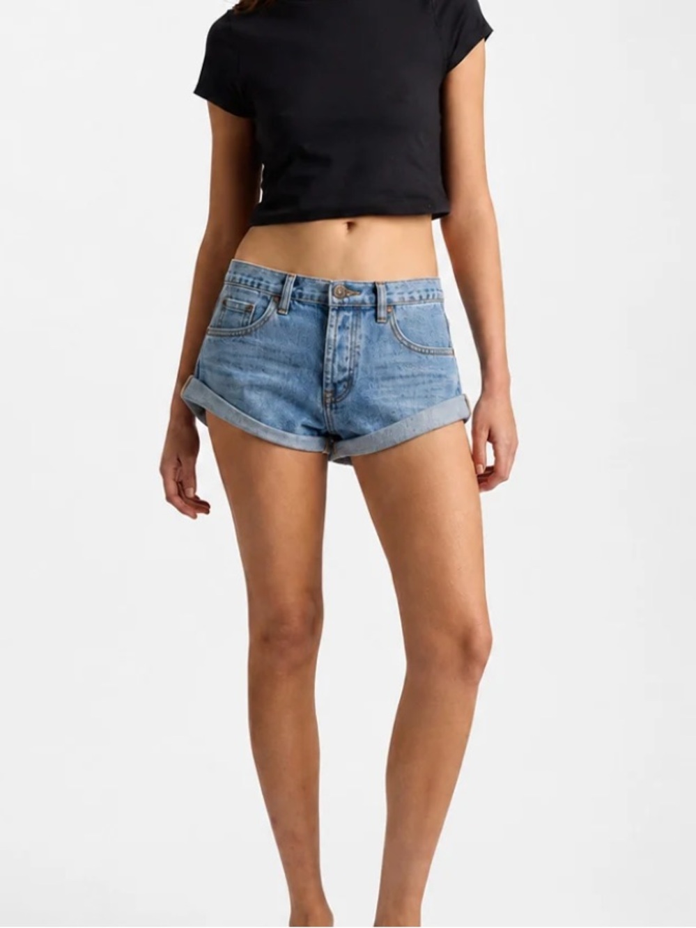 One Teaspoon Bandits Low Waist Denim Short in blue estate size 26 NWT